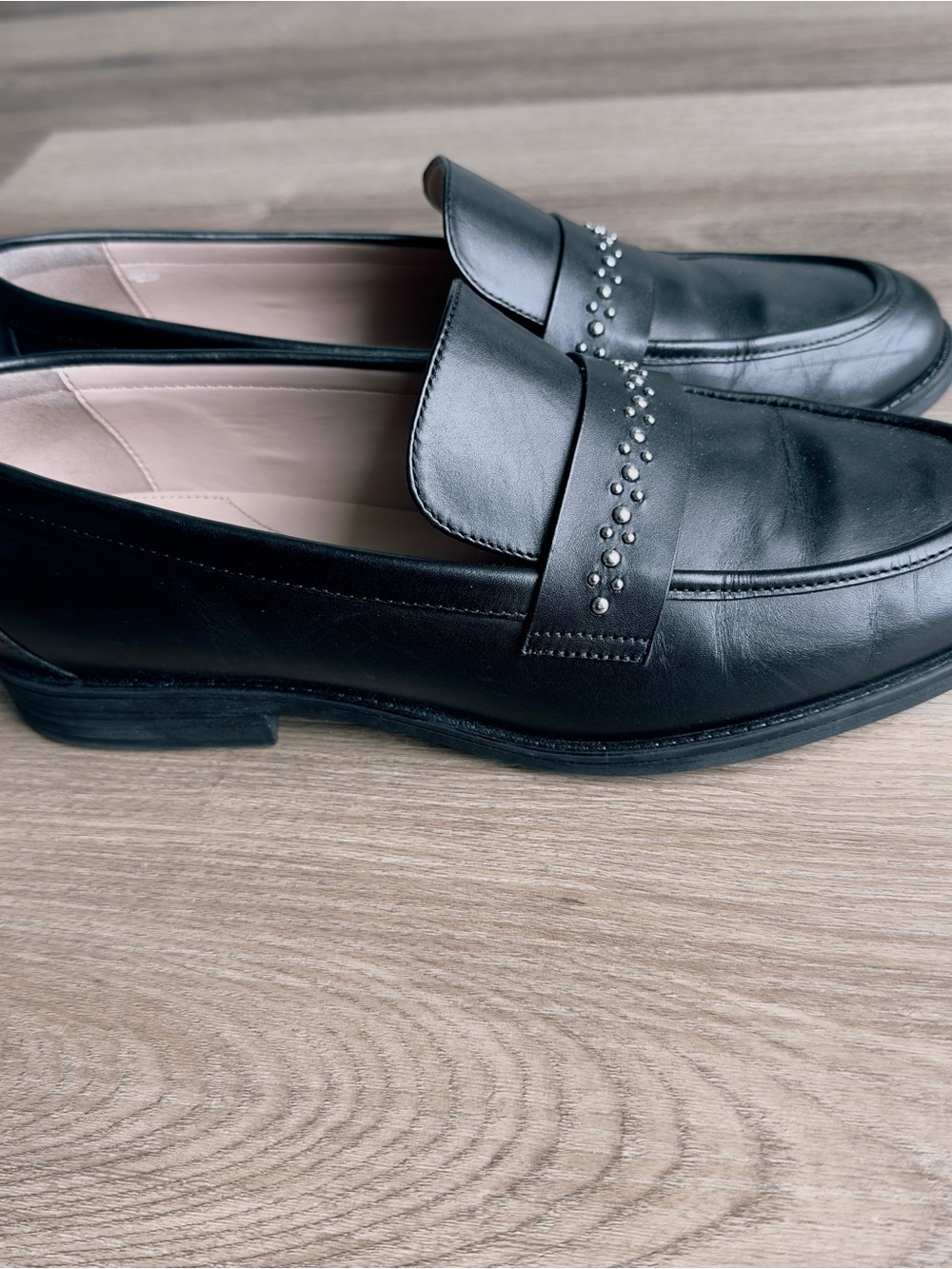 Cole Haan Black Leather Studded Loafers - 9B